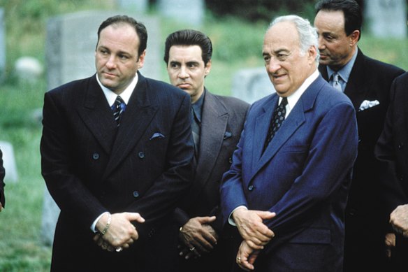 Jerry Adler (right) with James Gandolfini (left) in an episode from season two of The Sopranos.