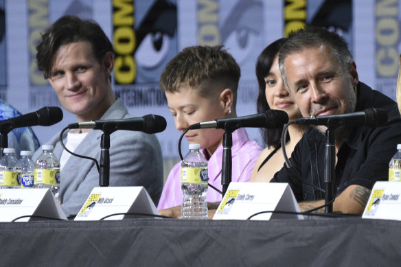Matt Smith, Emma D’Arcy, Olivia Cooke and Paddy Considine at the House of the Dragon panel at Comic-Con.