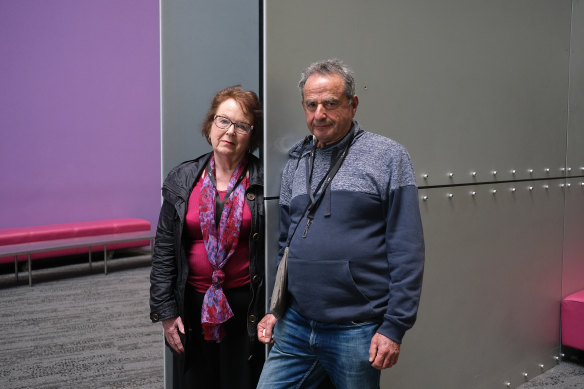 Marie Fuller and Ron Strauss who came from Sydney to attend the Medibank AGM on Wednesday