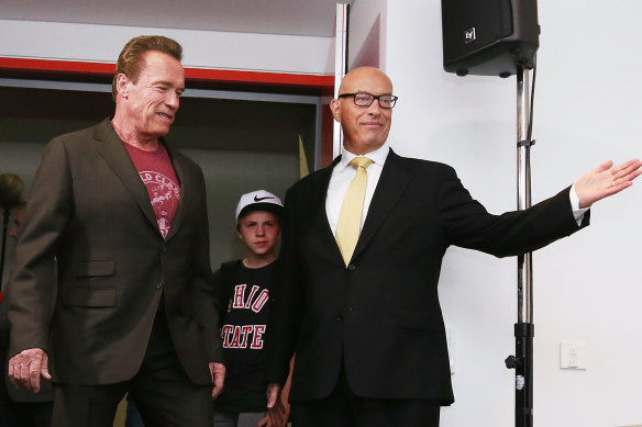 Max Markson in 2015 with Arnold Schwarzenegger.