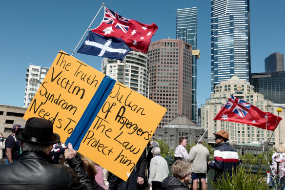 The pro-Assange rally attracted a varied crowd.