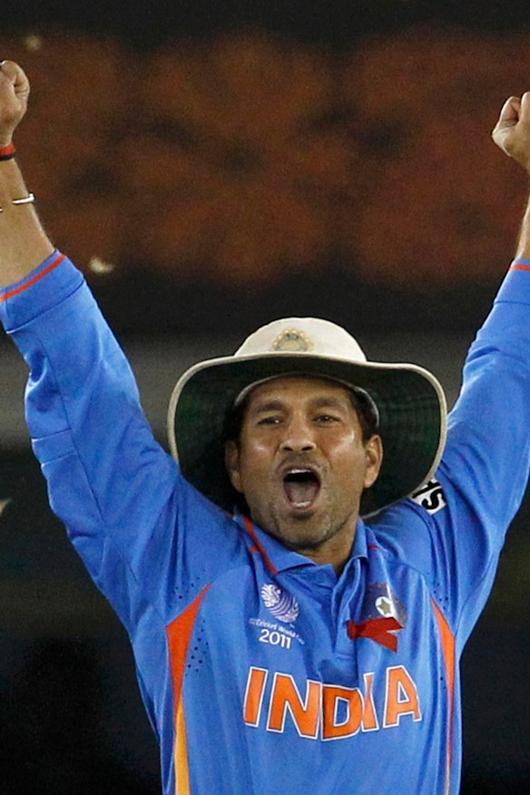 Indian great Sachin Tendulkar at the Cricket World Cup semi-final against Pakistan in 2011.