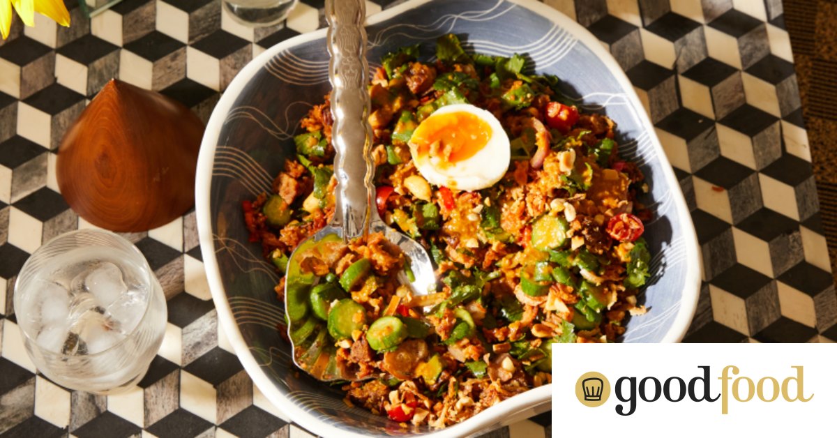 Crispy rice salad with sambal peanut sauce: Rosheen Kaul recipe