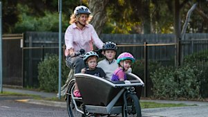 Thornbury mother Emily Hehir with her three children: Eden Barber, 7, Jonas Barber, 5, and Leila Barber, 3.