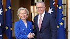 President of the European Commission Ursula von der Leyen meets with Prime Minister Anthony Albanese at Parliament House in Canberra, on Tuesday 24 March 2026.