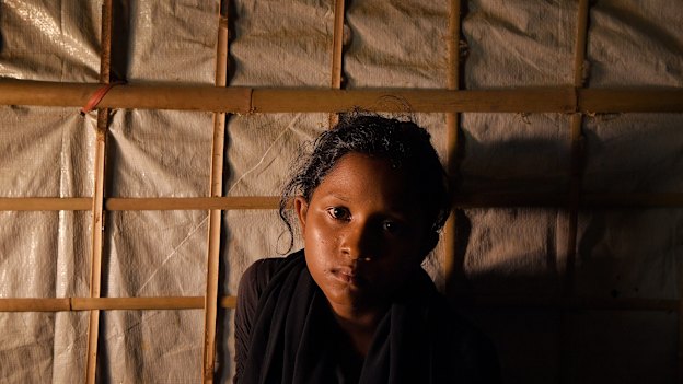 Yasmin Akhter, 13, at the Kutpalong refugee camp in Bangladesh.