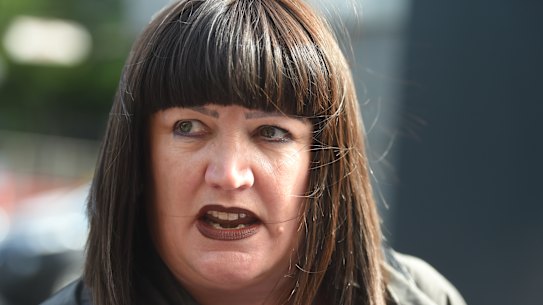 Raelene Castle speaks outside the Federal Court in Melbourne.