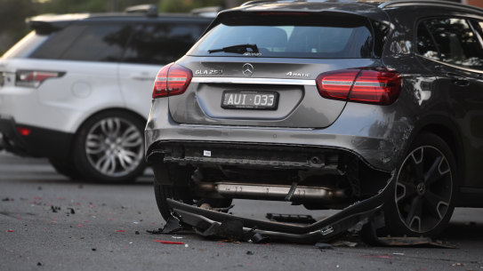 Damaged cars on Wright St in Middle Park.