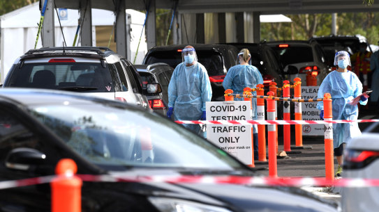 A COVID-19 testing site in Melbourne’s south-east on Thursday.