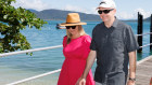 Opposition Leader Anthony Albanese and his partner Jodie Haydon during a visit to Fitzroy Island, Queensland, on Friday. 