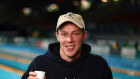 Stubblety-Cook drinking his coffee at the Olympic trials in Brisbane.