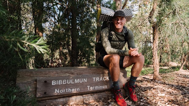 Cam Bostock beginning his record-breaking unsupported hike on the Bibbulmun trail.