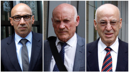 Moses Obeid (left), Ian Macdonald and Eddie Obeid (right).  