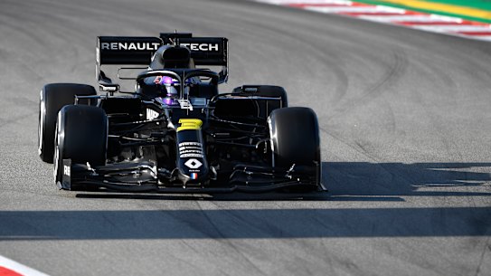 Daniel Ricciardo in the new Renault at Barcelona testing.