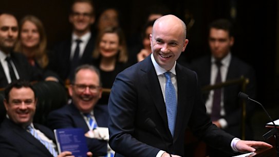 NSW Treasurer Matt Kean hands down the 2022-2023 NSW budget in parliament on Tuesday.