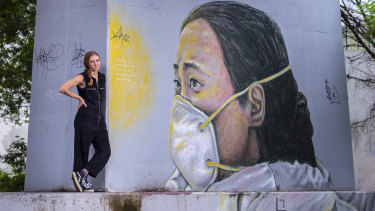 Amanda Newman painted a mural of Chinese doctor Ai Fen.