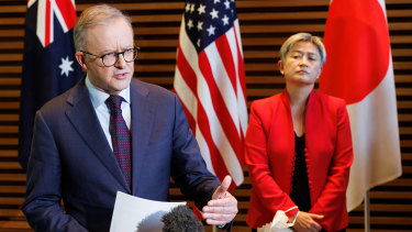 Prime Minister Anthony Albanese and Foreign Minister Penny Wong at the Quad meeting in Tokyo.