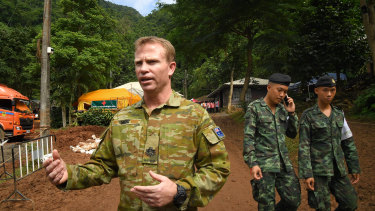 Australian military warrant officer Chris Moc at the base camp where the rescue operations are being planned.