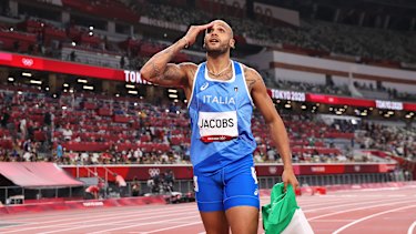 Jacobs celebrates his success.