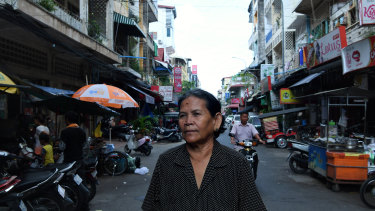 Bou Sokhom, 65, in the streets of Phnom Penh.