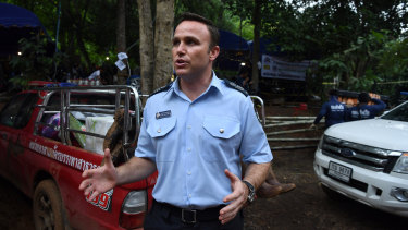 Australian Federal Police Detective Sergeant Peter Southwell at the base camp where the rescue operations are being planned.