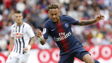 Still leading: Neymar was among the goals in PSG's victory over Angers.