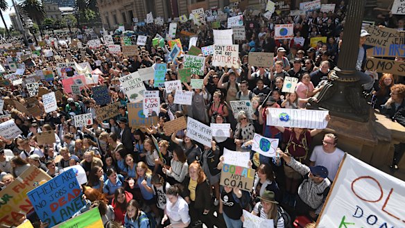 Thousands of students attended the climate strike in Melbourne in March.