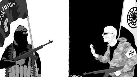 Islamic state terrorists and far-right extremists are two side of the same coin.