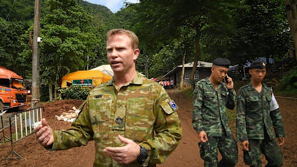 Australian military warrant officer Chris Moc at the base camp where the rescue operations are being planned.
