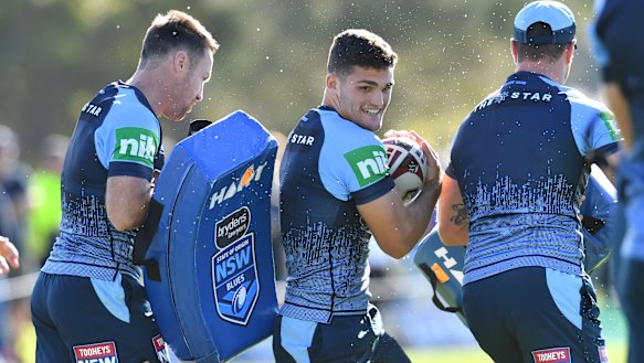 Movie reviewer: Nathan Cleary likes to watch former Blues halfback Mitchell Pearce on Youtube.