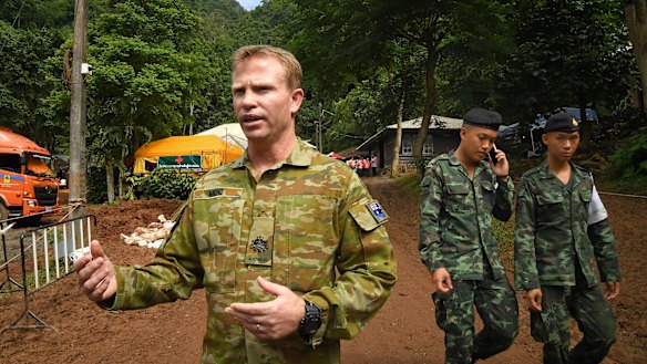 Australian military warrant officer Chris Moc at the base camp where the rescue operations are being planned.