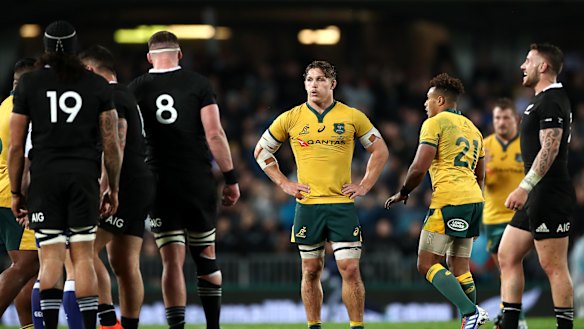 Wallabies captain Michael Hooper during last year's Bledisloe Cup. 