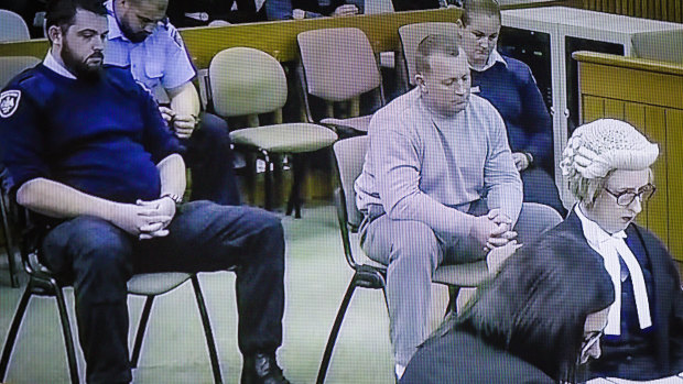 Graham Dillon as Justice John Burns sentenced him to decades in jail.