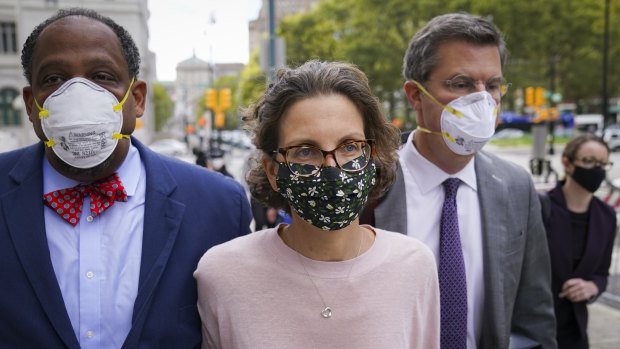 Clare Bronfman arrives at federal court in Brooklyn, New York.