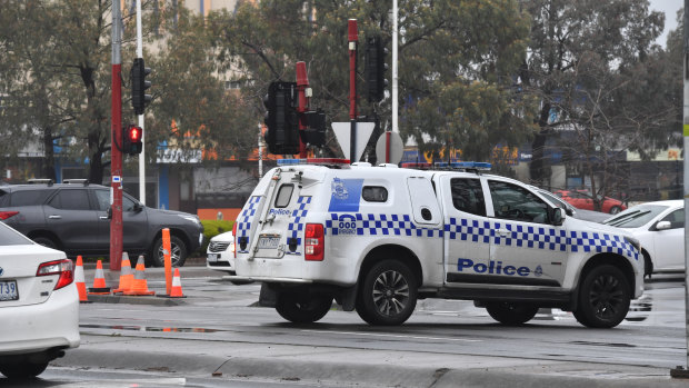 Springvale Road was blocked outside The Glen on Tuesday after pedestrians were hit.