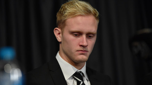 Jaidyn Stephenson fronts the media on Wednesday.