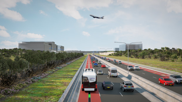 Anothger artist’s impressions of the driverless vehicle between Liverpool and Western Sydney Airport. 