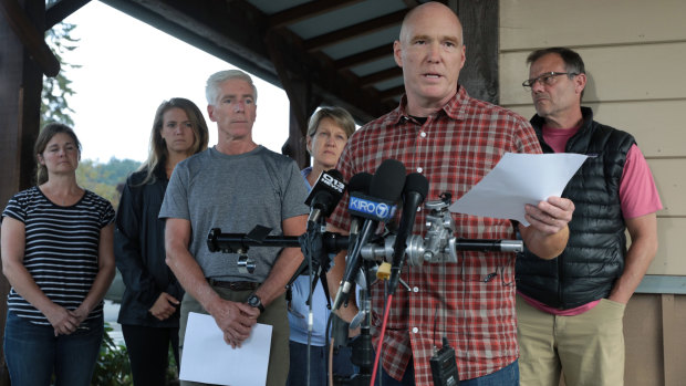 Mike Mathews and friends of Richard Russell talk to the media after the crash.