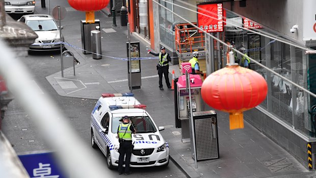 The view Little Bourke Street.