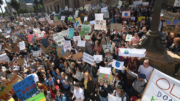 Thousands of students attended the climate strike in Melbourne in March.