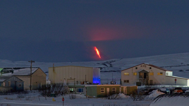 The volcano erupted on Tuesday morning, local time. A few hours later, another eruption pushed an ash cloud to 25,000 feet. Seismicity significantly decreased after noon. 