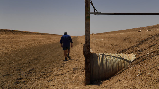 Dry times on a cotton farm near Bourke near the Barwon-Darling in north-west NSW.