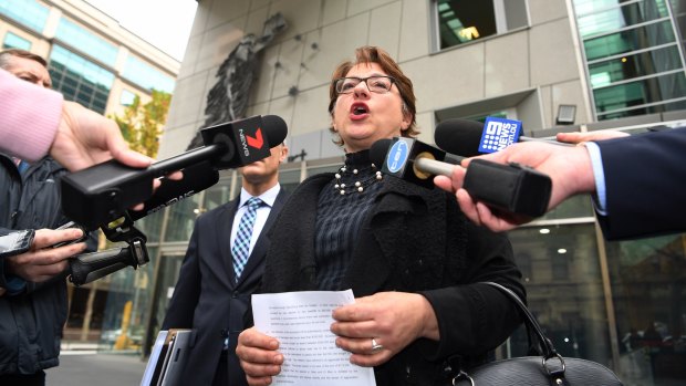 Ms Mirabella addresses the media outside court on Wednesday.