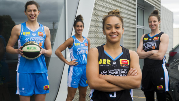 Canberra Capitals' Marianna Tolo, Kia Nurse, Leilani Mitchell and Kelsey Griffin. 