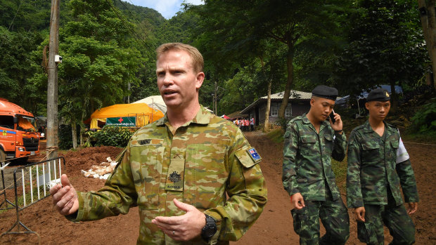 Australian military warrant officer Chris Moc at the base camp where the rescue operations are being planned.