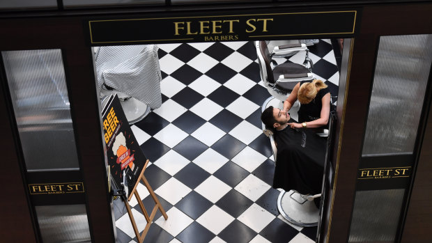 Fleet St Barbers was one of the stores to reopen at the Emporium on Monday.