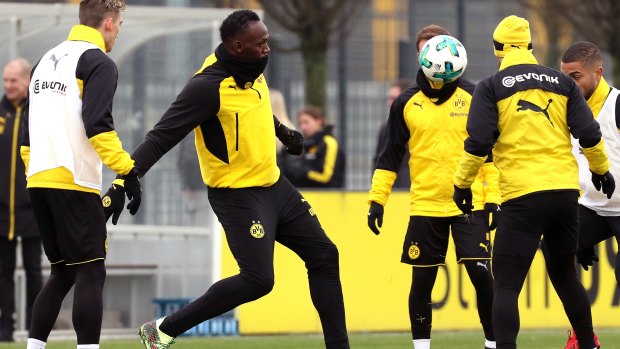 Not his first: Usain Bolt has trained with the likes of Bundesliga giants Borussia Dortmund.