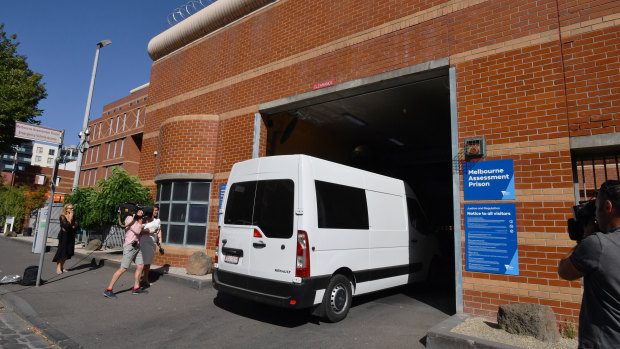 A van arrives at the Melbourne Assessment Prison last month.