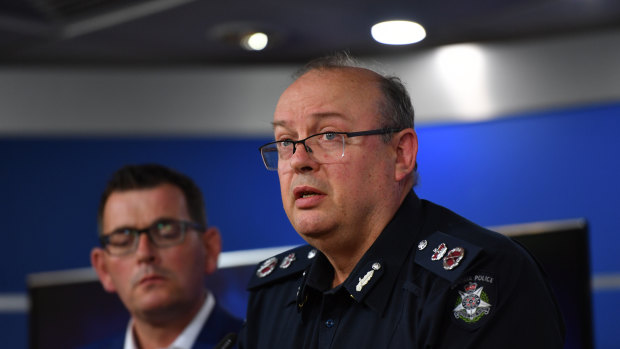 Victoria Police Chief Commissioner Graham Ashton and Premier Daniel Andrews address the media on Friday night following the attack.  