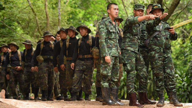 Thai army soldiers at the base camp.